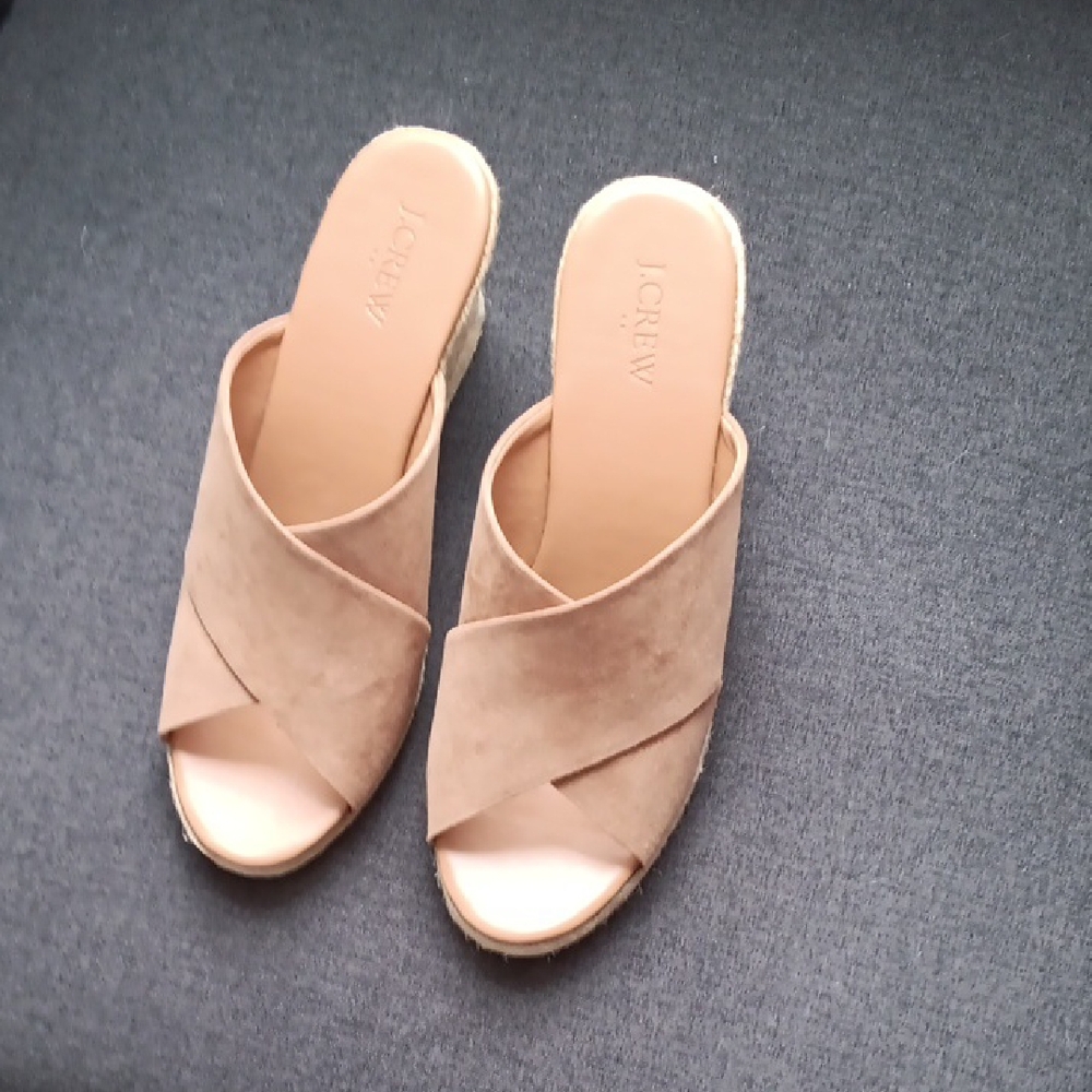 J. Crew Women's Beige Suede Cross-Strap Mules